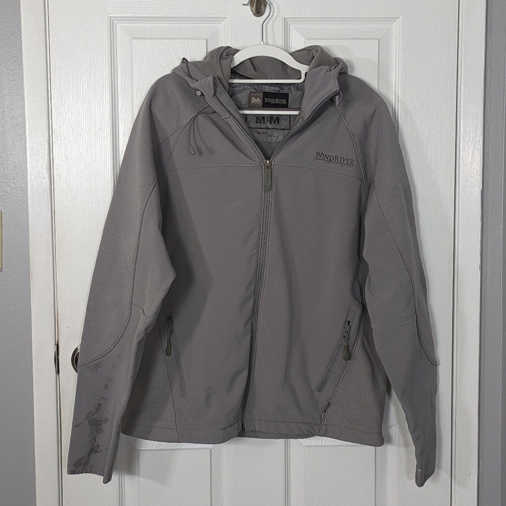 Wind River‎ Outfitting Co. Weather Resistant Windbreaker Grey Knit Jacket Size M